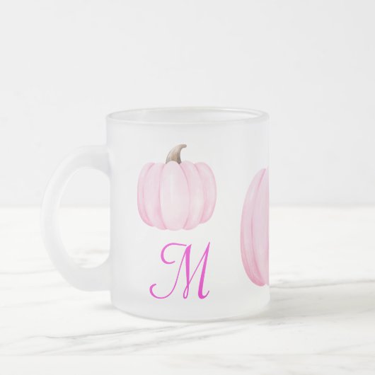 Monogram Initial mit Pink Pumpkin | Mattglastasse (Links)
