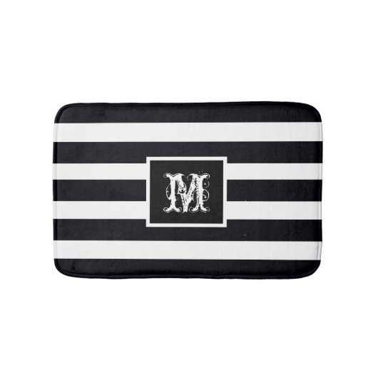 Monogram Initial Modern Classic Black and White Badematte (Vorderseite)