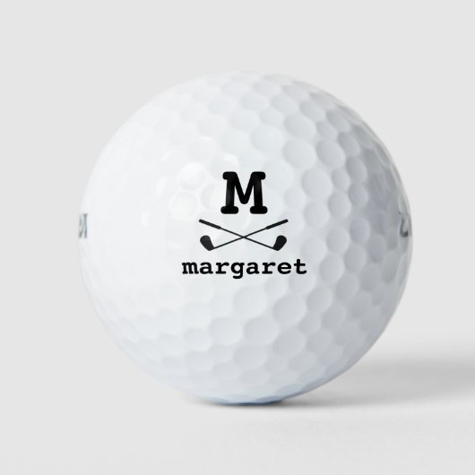 Monogram Initial Modern Elegant Chic Name Golfball (Vorderseite)