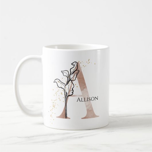 Monogram, Initial Modern Letter A Boho Personalisi Kaffeetasse (Links)
