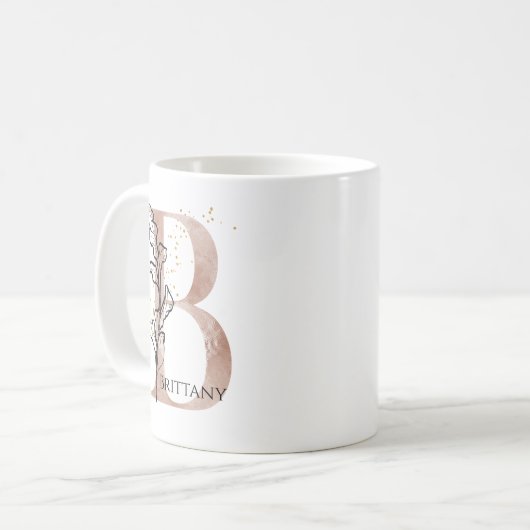 Monogram, Initial Modern Letter B Boho Personalisi Kaffeetasse (Vorderseite Links)