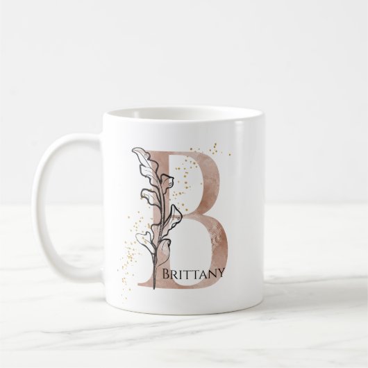 Monogram, Initial Modern Letter B Boho Personalisi Kaffeetasse (Links)