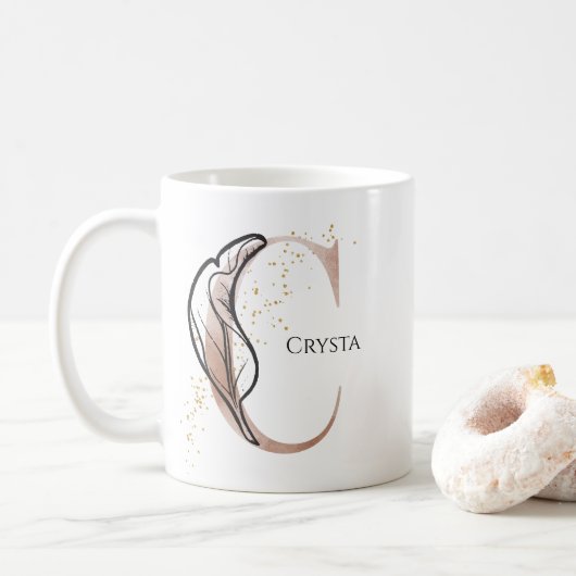 Monogram Initial Modern Letter C Boho Personalisie Kaffeetasse (Mit Donut)