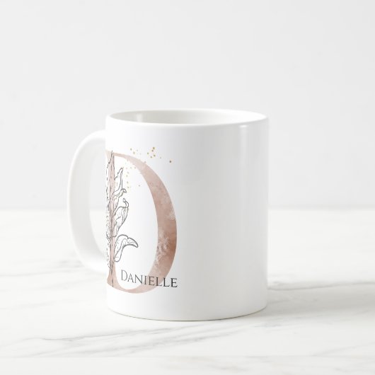 Monogram, Initial Modern Letter D Boho Personalisi Kaffeetasse (Vorderseite Links)