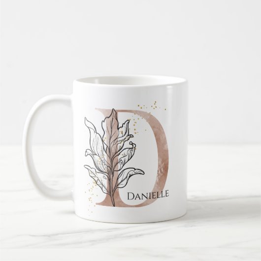 Monogram, Initial Modern Letter D Boho Personalisi Kaffeetasse (Links)