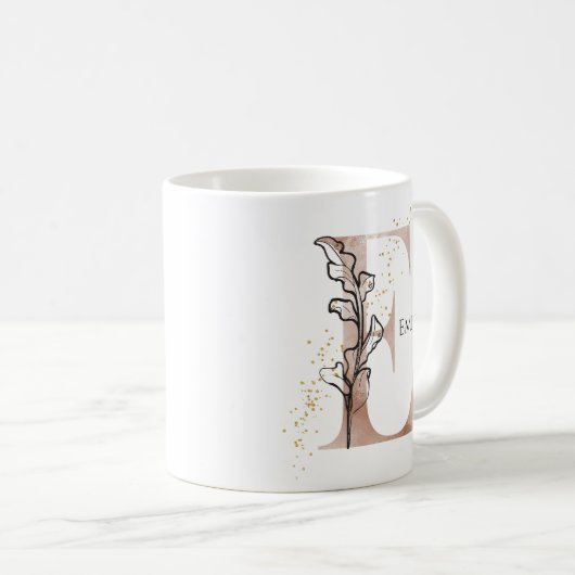 Monogram, Initial Modern Letter E Boho Personalisi Kaffeetasse (VorderseiteRechts)