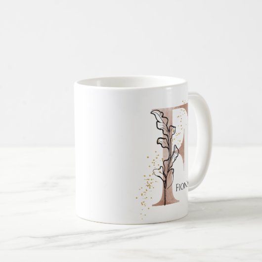 Monogram, Initial Modern Letter F Boho Personalisi Kaffeetasse (VorderseiteRechts)