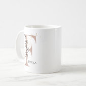 Monogram, Initial Modern Letter F Boho Personalisi Kaffeetasse (Vorderseite Links)