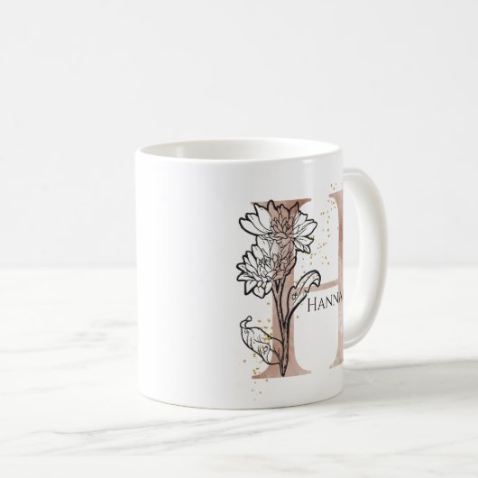 Monogram Initial Modern Letter H Boho Personalisie Kaffeetasse (VorderseiteRechts)