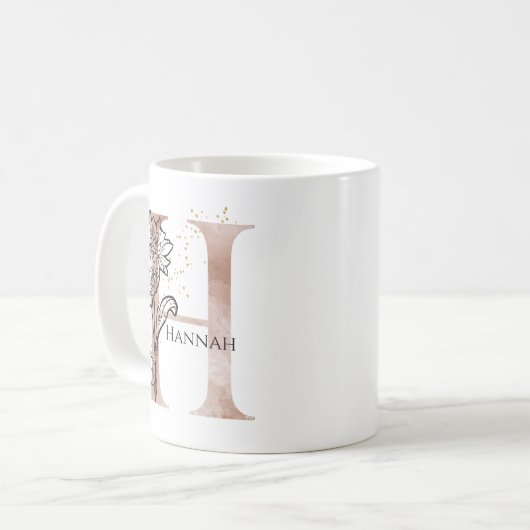 Monogram Initial Modern Letter H Boho Personalisie Kaffeetasse (Vorderseite Links)