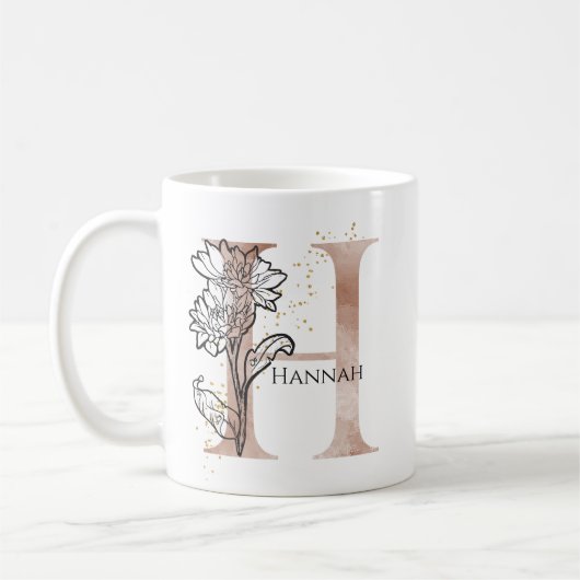 Monogram Initial Modern Letter H Boho Personalisie Kaffeetasse (Links)