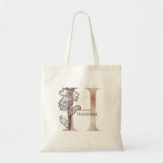 Monogram Initial Modern Letter H Boho Personalisie Tragetasche (Vorne)