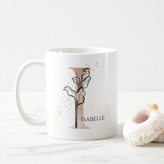 Monogram, Initial Modern Letter I Boho Personalisi Kaffeetasse (Mit Donut)