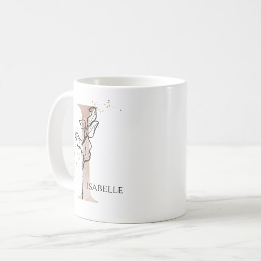 Monogram, Initial Modern Letter I Boho Personalisi Kaffeetasse (Vorderseite Links)