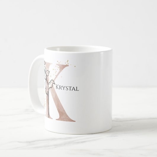 Monogram Initial Modern Letter K Boho Personalisie Kaffeetasse (Vorderseite Links)