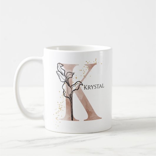 Monogram Initial Modern Letter K Boho Personalisie Kaffeetasse (Links)