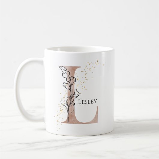Monogram Initial Modern Letter L Boho Personalisie Kaffeetasse (Links)