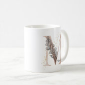 Monogram Initial Modern Letter M Boho Personalisie Kaffeetasse (VorderseiteRechts)