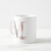 Monogram Initial Modern Letter M Boho Personalisie Kaffeetasse (Vorderseite Links)