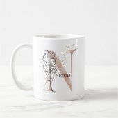 Monogram, Initial Modern Letter N Boho Personalisi Kaffeetasse (Links)