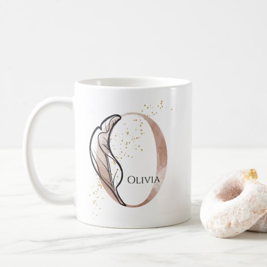 Monogram, Initial Modern Letter O Boho Personalisi Kaffeetasse (Mit Donut)
