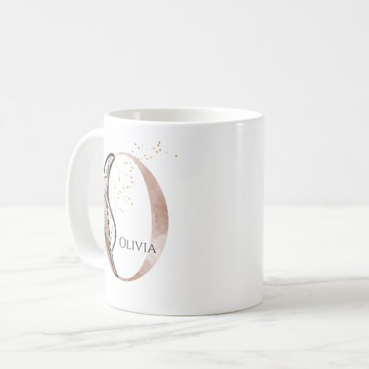 Monogram, Initial Modern Letter O Boho Personalisi Kaffeetasse (Vorderseite Links)