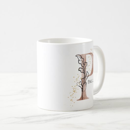 Monogram, Initial Modern Letter P Boho Personalisi Kaffeetasse (VorderseiteRechts)