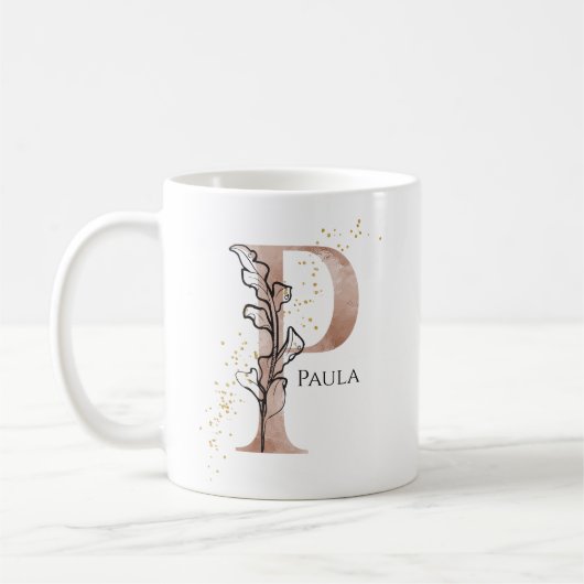 Monogram, Initial Modern Letter P Boho Personalisi Kaffeetasse (Links)