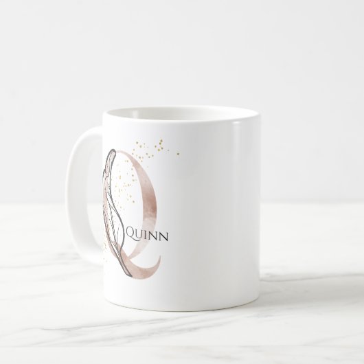 Monogram Initial Modern Letter Q Boho Personalisie Kaffeetasse (Vorderseite Links)