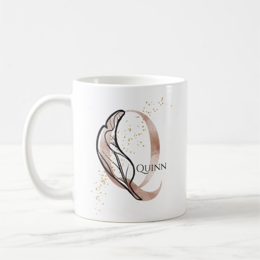 Monogram Initial Modern Letter Q Boho Personalisie Kaffeetasse (Links)
