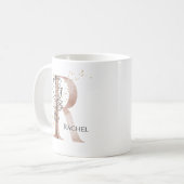 Monogram, Initial Modern Letter R Boho Personalisi Kaffeetasse (Vorderseite Links)
