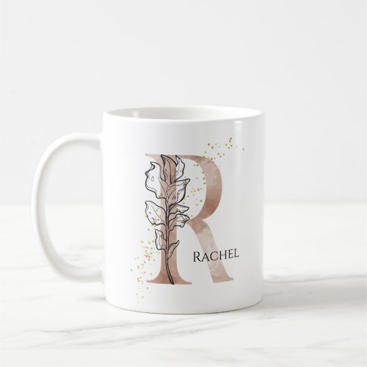 Monogram, Initial Modern Letter R Boho Personalisi Kaffeetasse (Links)