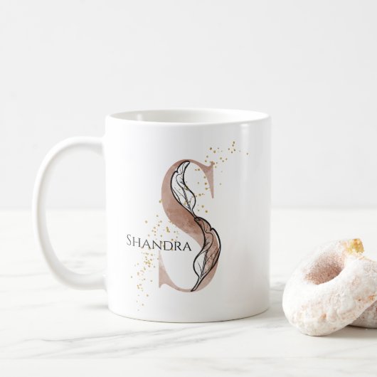 Monogram Initial Modern Letter S Boho Personalisie Kaffeetasse (Mit Donut)