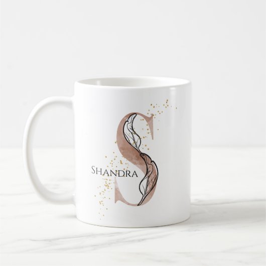 Monogram Initial Modern Letter S Boho Personalisie Kaffeetasse (Links)