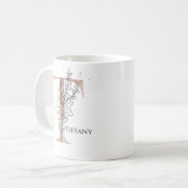 Monogram, Initial Modern Letter T Boho Personalisi Kaffeetasse (Vorderseite Links)