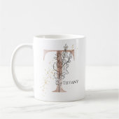 Monogram, Initial Modern Letter T Boho Personalisi Kaffeetasse (Links)