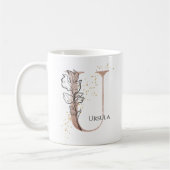 Monogram Initial Modern Letter U Boho Personalisie Kaffeetasse (Links)