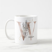 Monogram Initial Modern Letter W Boho Personalisie Kaffeetasse (Links)