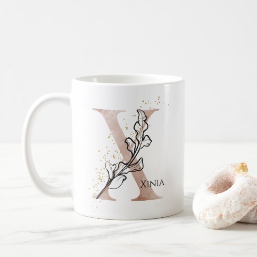 Monogram Initial Modern Letter X Boho Personalisie Kaffeetasse (Mit Donut)
