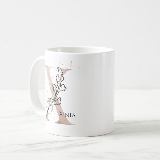 Monogram Initial Modern Letter X Boho Personalisie Kaffeetasse (Vorderseite Links)