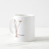 Monogram Initial Modern Letter Y Boho Personalisie Kaffeetasse (Vorderseite Links)