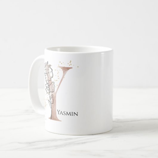Monogram Initial Modern Letter Y Boho Personalisie Kaffeetasse (Vorderseite Links)