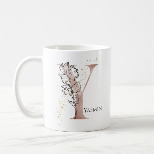 Monogram Initial Modern Letter Y Boho Personalisie Kaffeetasse (Links)