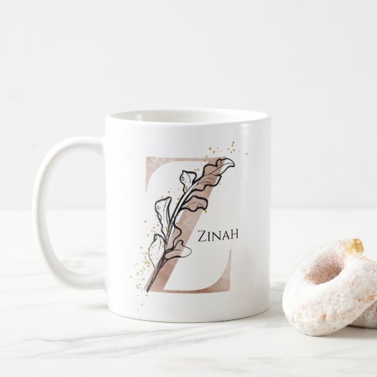 Monogram Initial Modern Letter Z Boho Personalisie Kaffeetasse (Mit Donut)