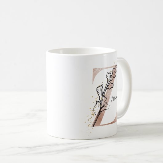Monogram Initial Modern Letter Z Boho Personalisie Kaffeetasse (VorderseiteRechts)