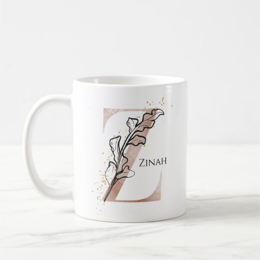 Monogram Initial Modern Letter Z Boho Personalisie Kaffeetasse (Links)