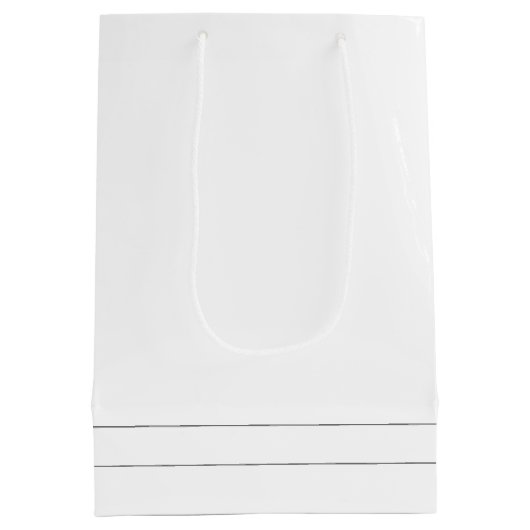 Monogram, Initial Modern Simple White Name Mittlere Geschenktüte (Rückseite)