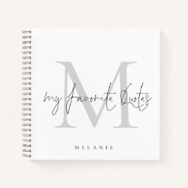 Monogram Initial My Favorite Quotes Script Notizblock