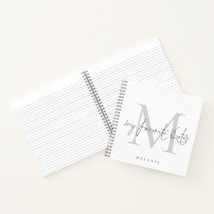 Monogram Initial My Favorite Quotes Script Notizblock