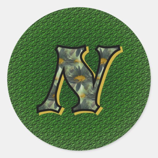 Monogram Initial N Black Daisies Aufkleber (Vorderseite)